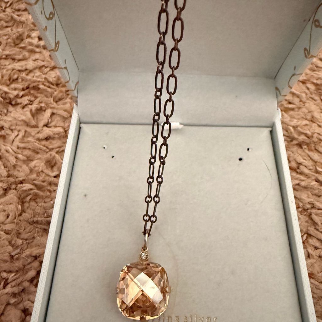 Catherine Popesco Gold Chain Necklace With Crystal Pendant 45$